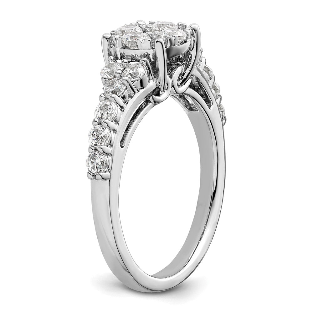 14k White Gold 1 Ct. Lab Grown Diamond VS/SI+ G+ Cluster Engagement Ring