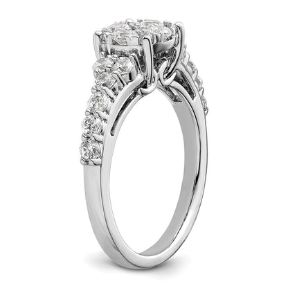 14k White Gold 1 Ct. Lab Grown Diamond VS/SI+ G+ Cluster Engagement Ring