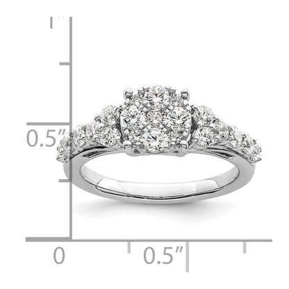 14k White Gold 1 Ct. Lab Grown Diamond VS/SI+ G+ Cluster Engagement Ring