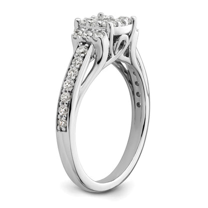 14k White Gold 3/4 Ct. Lab Grown Diamond VS/SI+ G+ Complete Cluster Engagement Ring