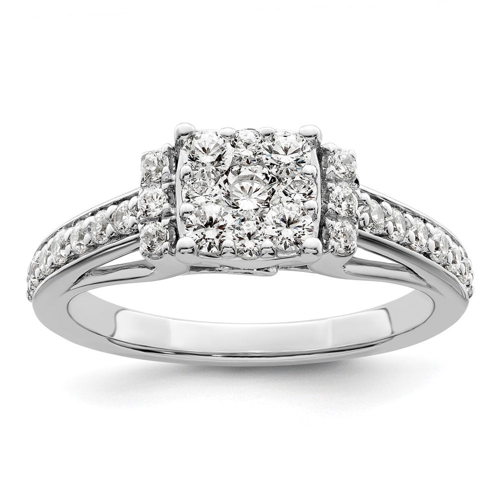 14k White Gold 3/4 Ct. Lab Grown Diamond VS/SI+ G+ Complete Cluster Engagement Ring
