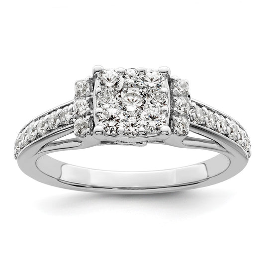 14k White Gold 3/4 Ct. Lab Grown Diamond VS/SI+ G+ Complete Cluster Engagement Ring