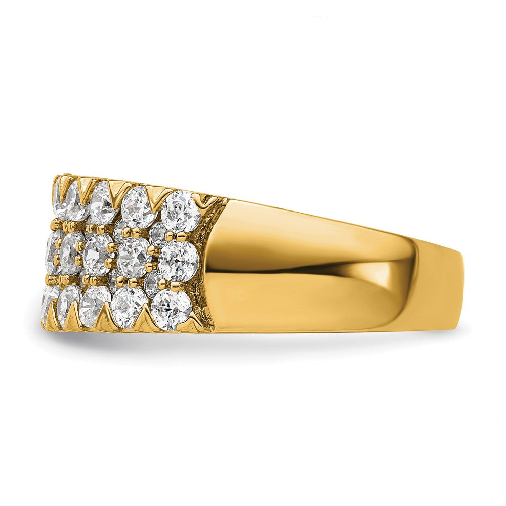 14k Yellow Gold 1 1/2 Ct. Lab Grown Diamond VS/SI+ G+ Complete Triple Row Fashion Band