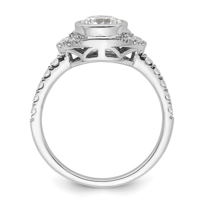 14K White Gold Halo (Holds 1 Carat (6.5mm) Round Center Bezel) 3/8 Diamond Semi Mount Engagement Ring