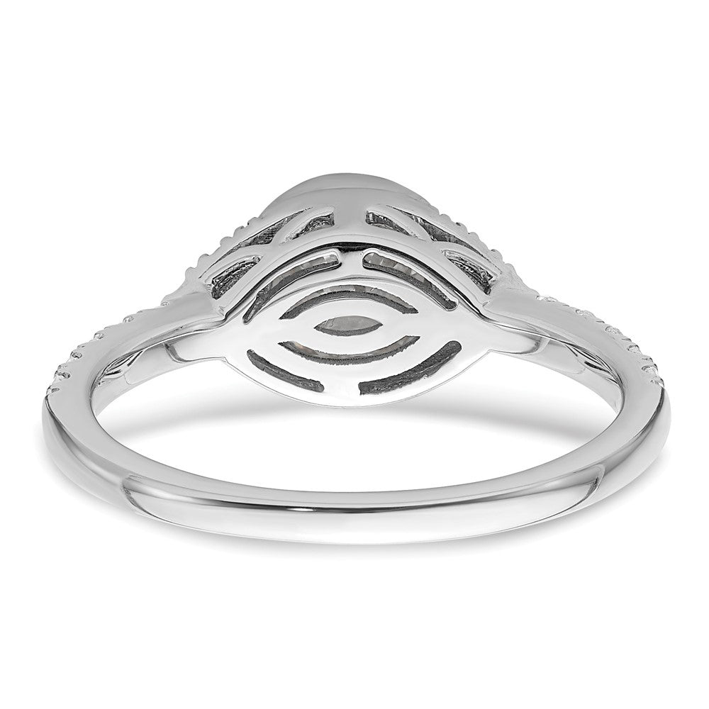 14K White Gold Halo (Holds 1 Carat (6.5mm) Round Center Bezel) 3/8 Diamond Semi Mount Engagement Ring