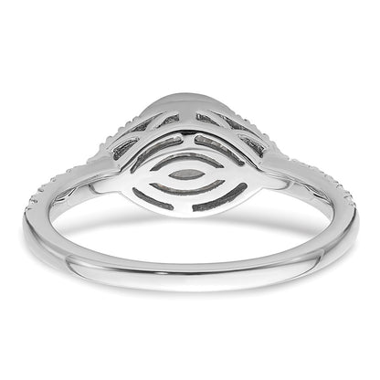 14K White Gold Halo (Holds 1 Carat (6.5mm) Round Center Bezel) 3/8 Diamond Semi Mount Engagement Ring