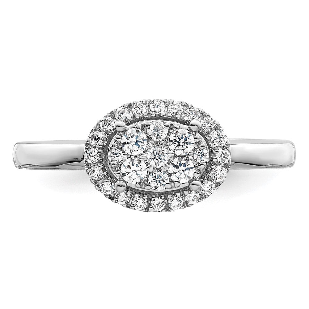 0.30ct. CZ Solid Real 14k White Complete Dia. Oval Halo Cluster Engagement Ring
