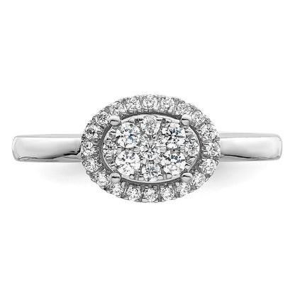 0.30ct. CZ Solid Real 14k White Complete Dia. Oval Halo Cluster Engagement Ring