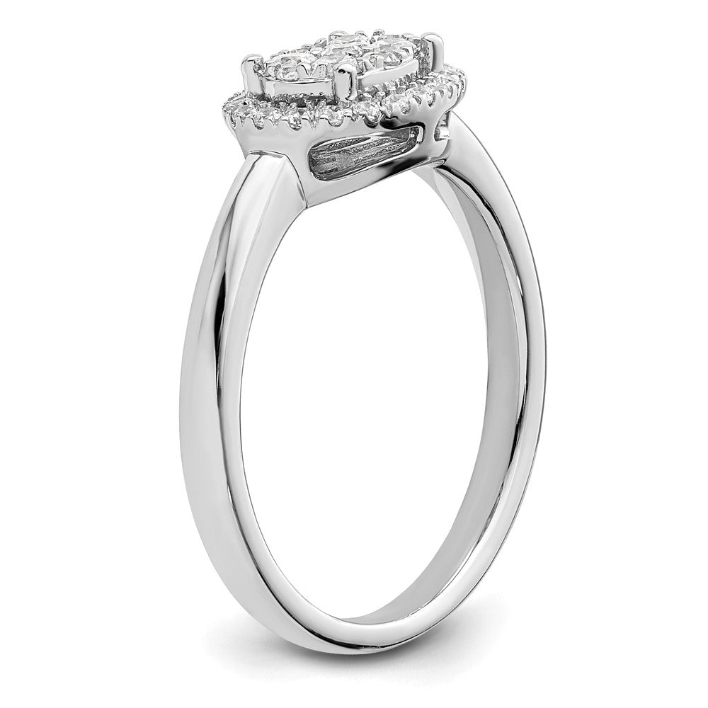 0.30ct. CZ Solid Real 14k White Complete Dia. Oval Halo Cluster Engagement Ring