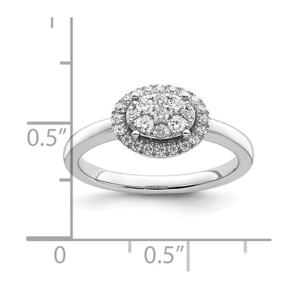 0.30ct. CZ Solid Real 14k White Complete Dia. Oval Halo Cluster Engagement Ring