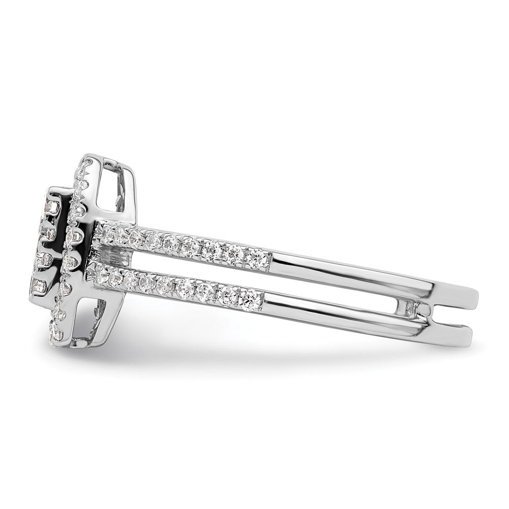 0.52ct. CZ Solid Real 14k White Complete Dia. Rectangle Halo Cluster Engagement Ring