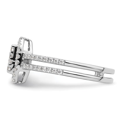 0.52ct. CZ Solid Real 14k White Complete Dia. Rectangle Halo Cluster Engagement Ring