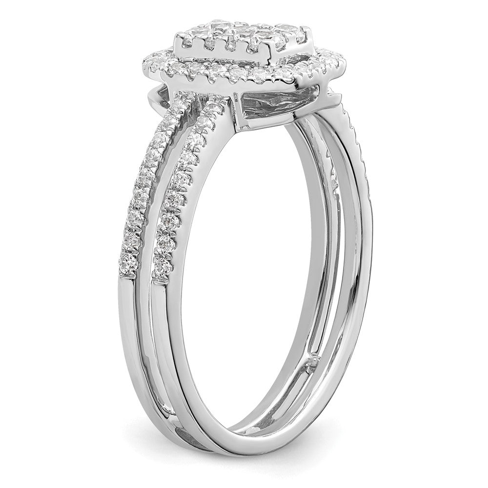 0.52ct. CZ Solid Real 14k White Complete Dia. Rectangle Halo Cluster Engagement Ring