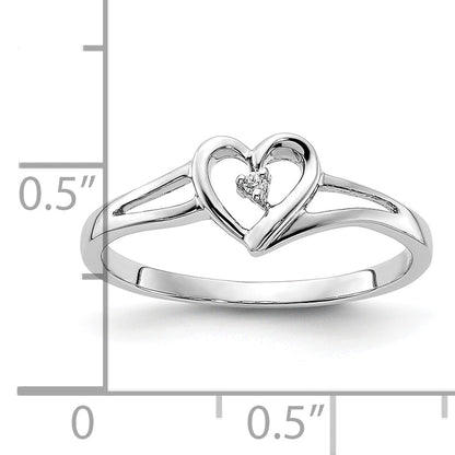 14K White Gold First Promise Heart .01 Carat Round Diamond Complete Promise/Engagement Ring
