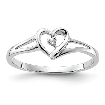 14K White Gold First Promise Heart .01 Carat Round Diamond Complete Promise/Engagement Ring