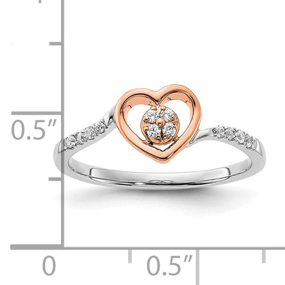 14K White/Rose Gold First Promise White And Rose Heart Cluster 1/10 Carat Diamond Complete Promise/Engagement Ring