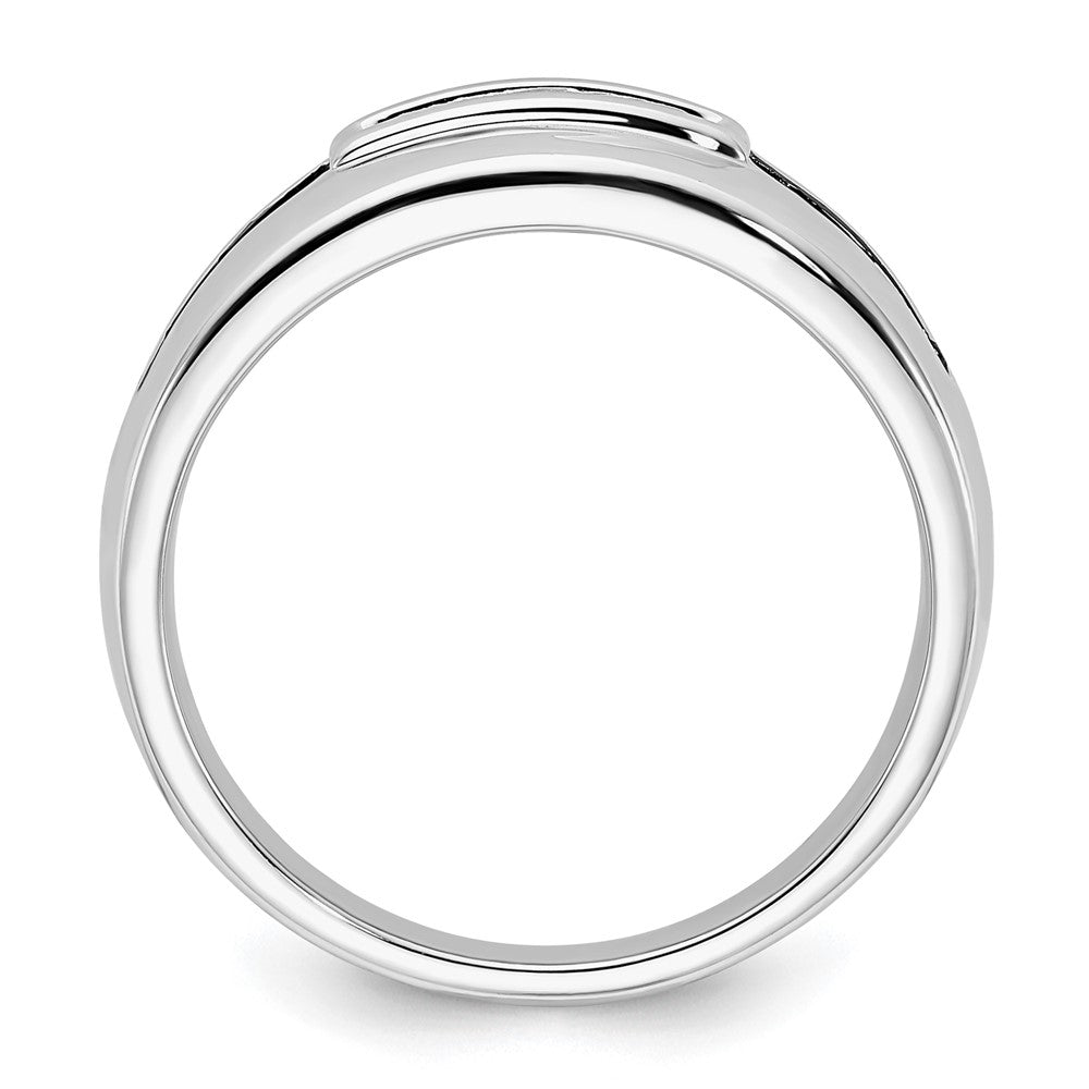 14K White Gold 1/4 Carat And Black Diamond Complete Men'S Ring