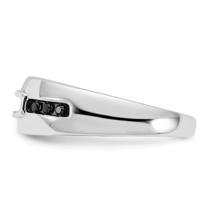 14K White Gold 1/4 Carat And Black Diamond Complete Men'S Ring