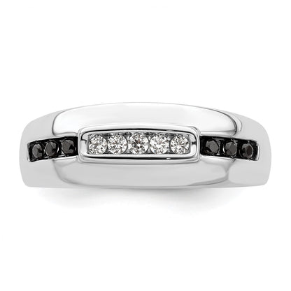 14K White Gold 1/4 Carat And Black Diamond Complete Men'S Ring