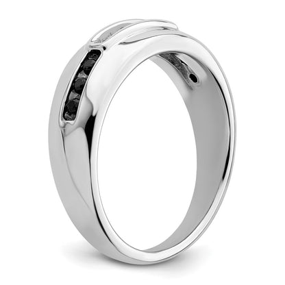 14K White Gold 1/4 Carat And Black Diamond Complete Men'S Ring