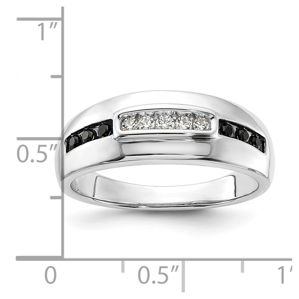 14K White Gold 1/4 Carat And Black Diamond Complete Men'S Ring