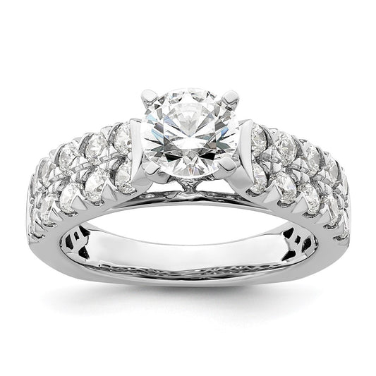 14k White Gold 1 1/10 Ct. Lab Grown Diamond VS/SI+ G+ 1 Ct. Center Round Semi Mount Shared Prong Engagement Ring