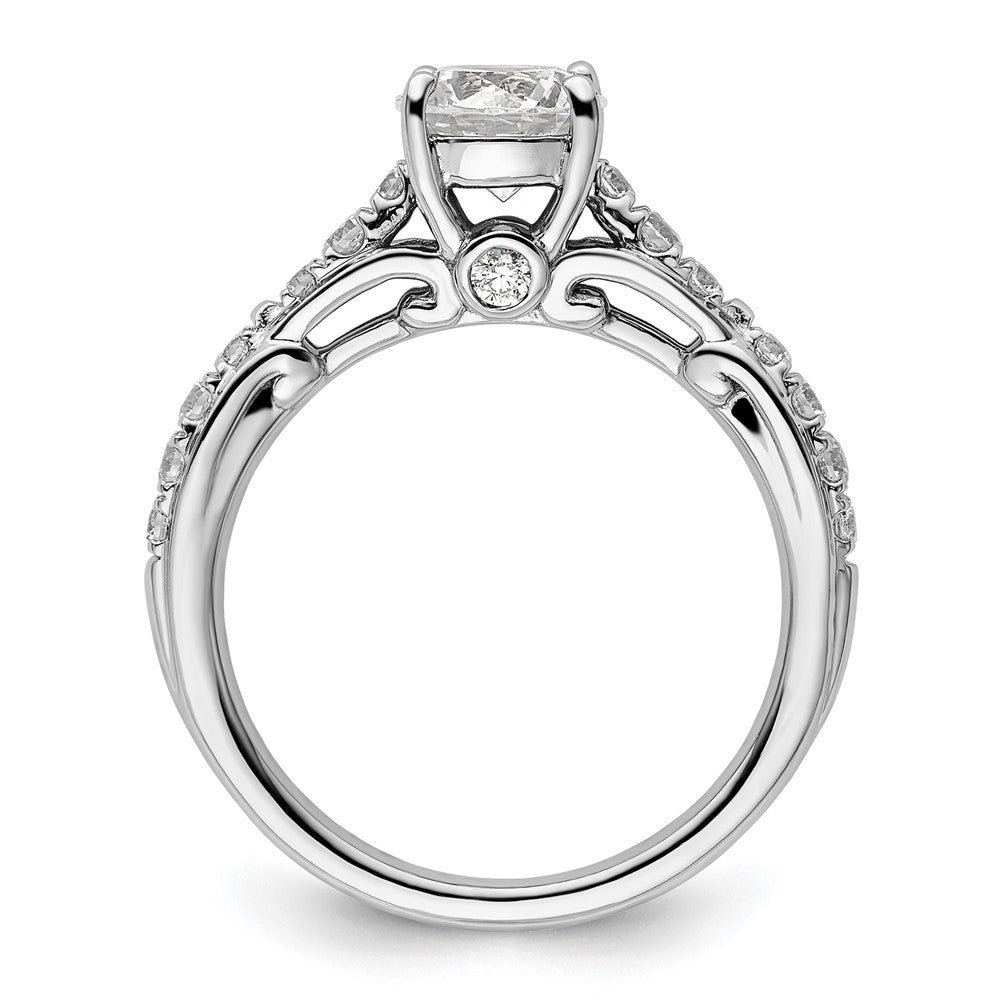 14k White Gold 3/8 Ct. Lab Grown Diamond VS/SI+ G+ 1 Ct. Center Round Semi Mount Shared Prong Engagement Ring
