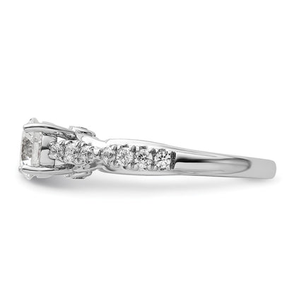 14k White Gold 3/8 Ct. Lab Grown Diamond VS/SI+ G+ 1 Ct. Center Round Semi Mount Shared Prong Engagement Ring