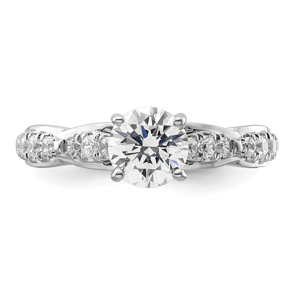 14k White Gold 3/8 Ct. Lab Grown Diamond VS/SI+ G+ 1 Ct. Center Round Semi Mount Shared Prong Engagement Ring