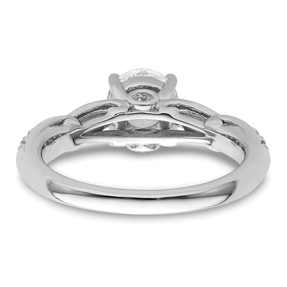14k White Gold 3/8 Ct. Lab Grown Diamond VS/SI+ G+ 1 Ct. Center Round Semi Mount Shared Prong Engagement Ring