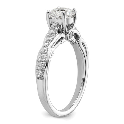 14k White Gold 3/8 Ct. Lab Grown Diamond VS/SI+ G+ 1 Ct. Center Round Semi Mount Shared Prong Engagement Ring