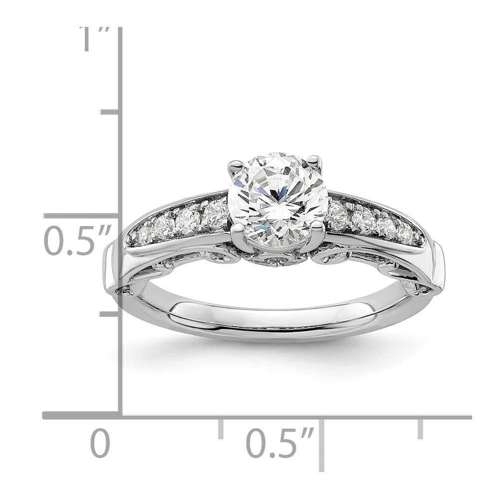 14k White Gold 1/4 Ct. Lab Grown Diamond VS/SI+ G+ 1 Ct. Center Round Channel Set Shared Prong Engagement Ring