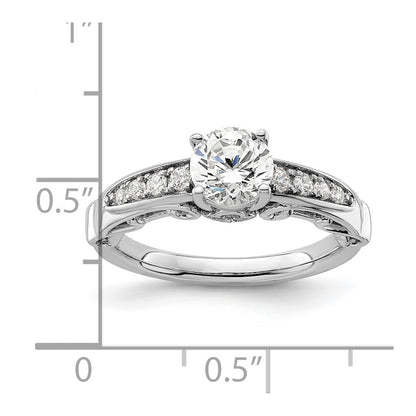 14k White Gold 1/4 Ct. Lab Grown Diamond VS/SI+ G+ 1 Ct. Center Round Channel Set Shared Prong Engagement Ring