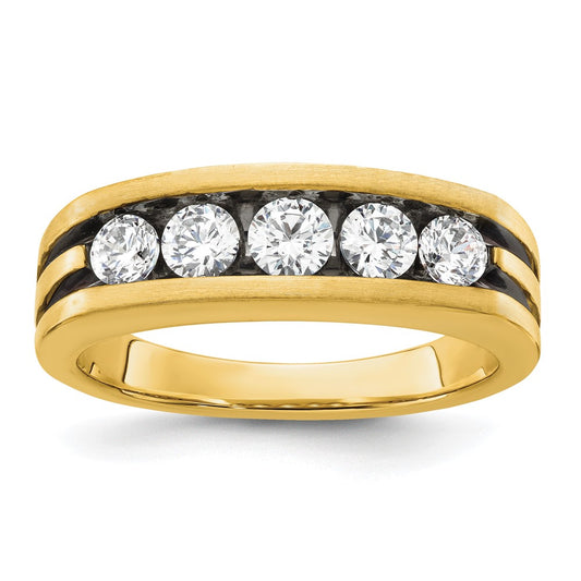 14k Yellow Gold with Black Rhodium 1 Ct. Lab Grown Diamond VS/SI+ G+ Men's Ring