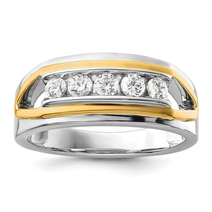14k Two-tone White Gold 1/2 Ct. Lab Grown Diamond VS/SI+ G+ Five Stone Men's Ring
