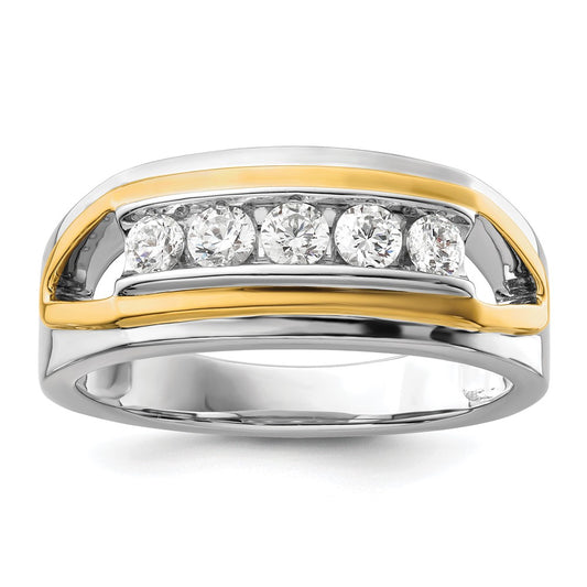 14k Two-tone White Gold 1/2 Ct. Lab Grown Diamond VS/SI+ G+ Five Stone Men's Ring