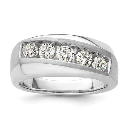 10k White Gold 1 Ct. Lab Grown Diamond VS/SI+ G+ Five Stone Men's Ring