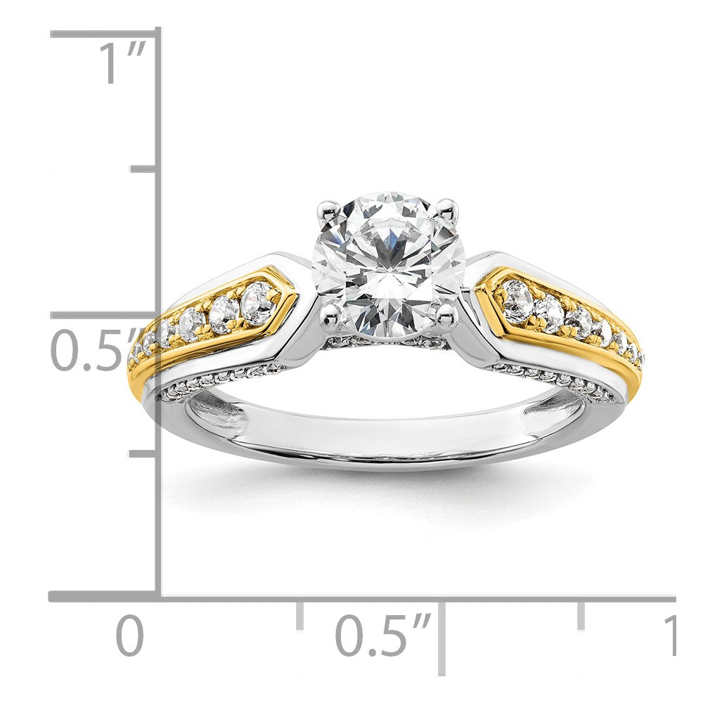 14k Two-tone Two Tone 1/3 Ct. Lab Grown Diamond VS/SI+ G+ 1 Ct. Center Round Channel Set Shared Prong Engagement Ring