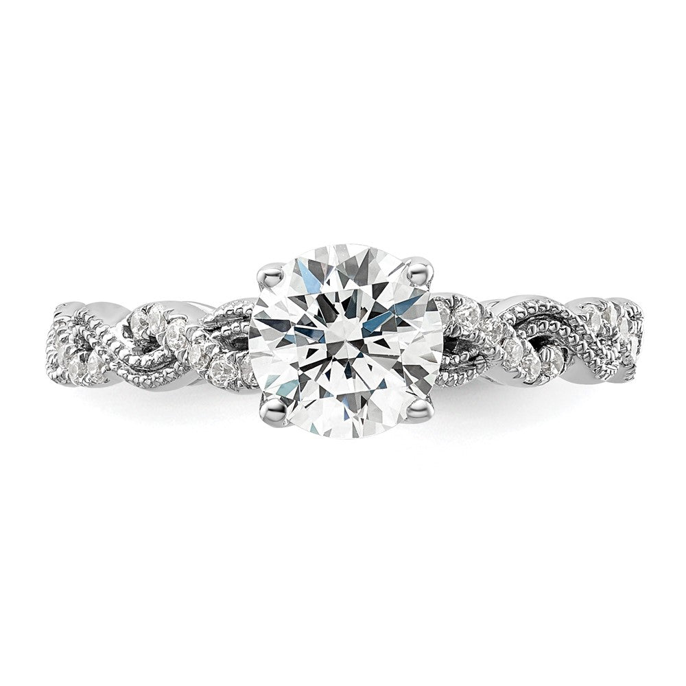 14k White Gold 1/5 Ct. Lab Grown Diamond VS/SI+ G+ 1 Ct. Center Round Semi Mount Engagement Ring