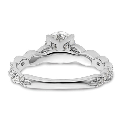 14k White Gold 1/5 Ct. Lab Grown Diamond VS/SI+ G+ 1 Ct. Center Round Semi Mount Engagement Ring
