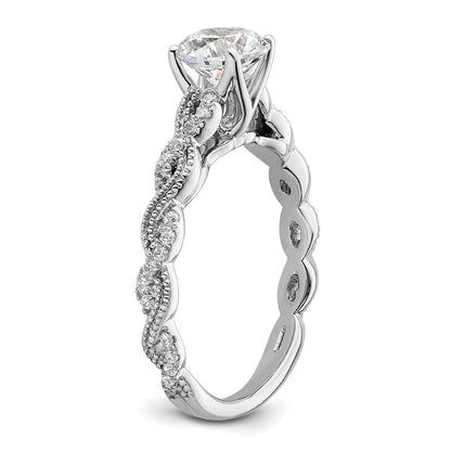 14k White Gold 1/5 Ct. Lab Grown Diamond VS/SI+ G+ 1 Ct. Center Round Semi Mount Engagement Ring