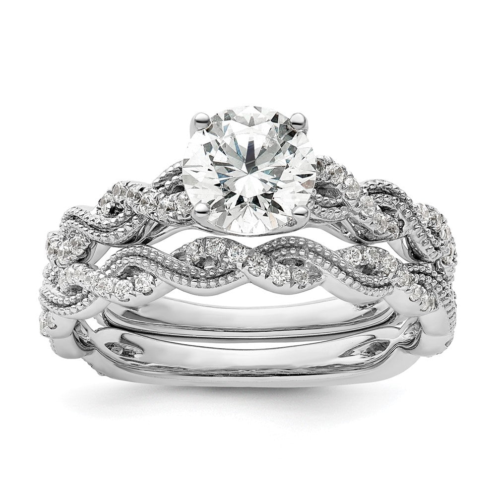 14k White Gold 1/5 Ct. Lab Grown Diamond VS/SI+ G+ 1 Ct. Center Round Semi Mount Engagement Ring