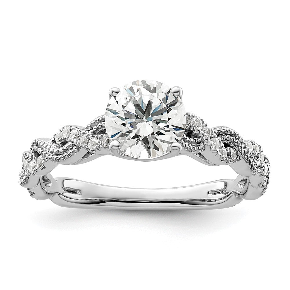 14k White Gold 1/5 Ct. Lab Grown Diamond VS/SI+ G+ 1 Ct. Center Round Semi Mount Engagement Ring