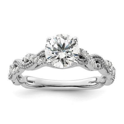 14k White Gold 1/5 Ct. Lab Grown Diamond VS/SI+ G+ 1 Ct. Center Round Semi Mount Engagement Ring