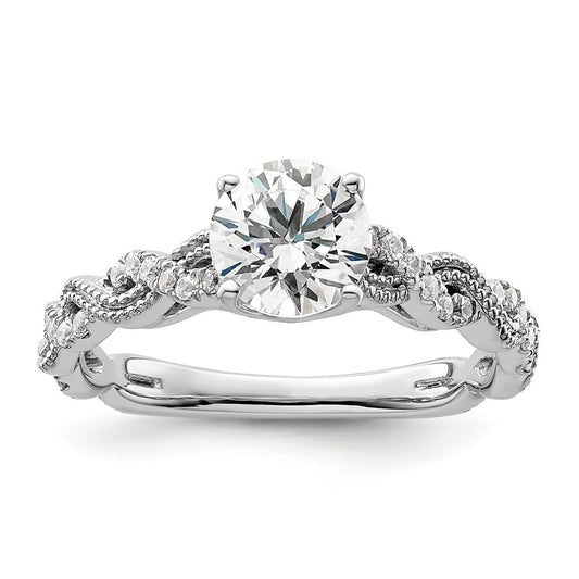 14k White Gold 1/5 Ct. Lab Grown Diamond VS/SI+ G+ 1 Ct. Center Round Semi Mount Engagement Ring