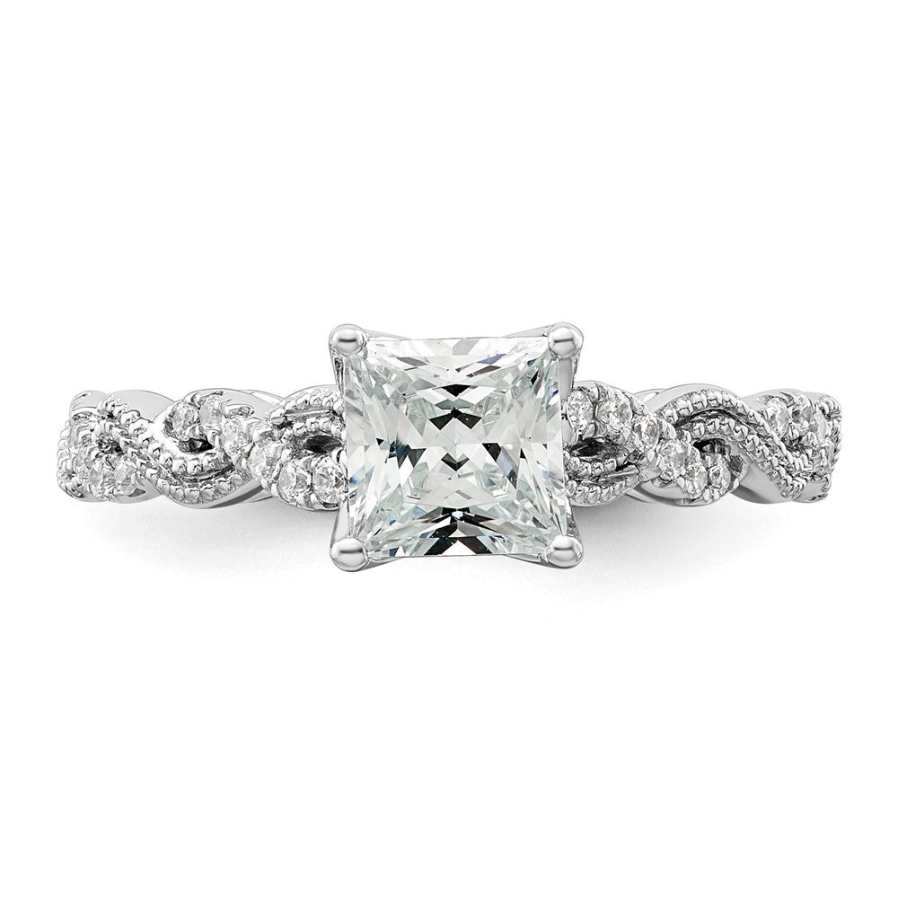 14k White Gold 1/5 Ct. Lab Grown Diamond VS/SI+ G+ 1 Ct. Center Princess Semi Mount Engagement Ring