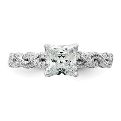 14k White Gold 1/5 Ct. Lab Grown Diamond VS/SI+ G+ 1 Ct. Center Princess Semi Mount Engagement Ring