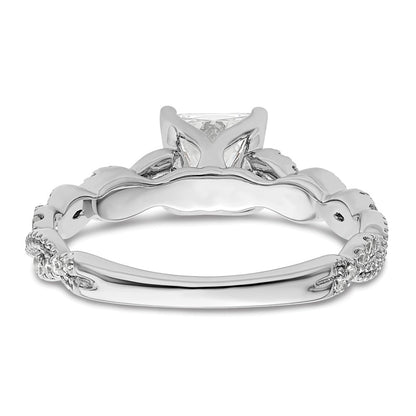 14k White Gold 1/5 Ct. Lab Grown Diamond VS/SI+ G+ 1 Ct. Center Princess Semi Mount Engagement Ring