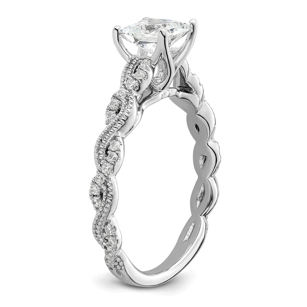 14k White Gold 1/5 Ct. Lab Grown Diamond VS/SI+ G+ 1 Ct. Center Princess Semi Mount Engagement Ring