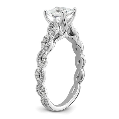 14k White Gold 1/5 Ct. Lab Grown Diamond VS/SI+ G+ 1 Ct. Center Princess Semi Mount Engagement Ring